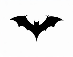 Simple flying bat silhouette illustration in clean vector style, perfect for Halloween backgrounds, decorations, and spooky design elements