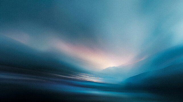 Surreal Landscape Abstract Light Sea Mountain Range