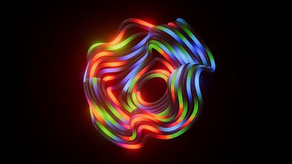 3D illustration of a modern abstract background with vibrant neon tubes. Minimalist and colorful design.