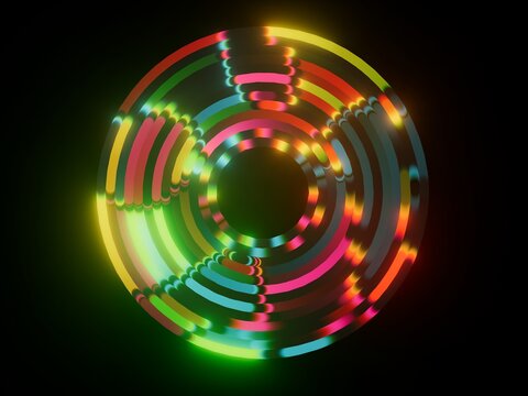 3D illustration of a modern abstract background with vibrant neon tubes. Minimalist and colorful design. - Powered by Adobe