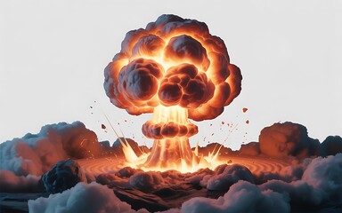 Dramatic Mushroom Cloud Explosion with Cracks