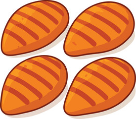 Four grilled chicken breasts with grill marks food