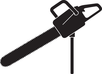 Silhouette of Chainsaw prop on white 