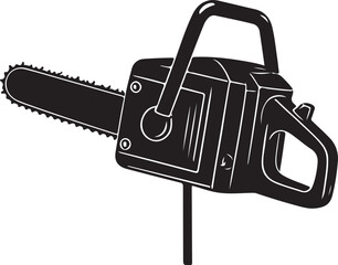 Silhouette of Chainsaw prop on white 