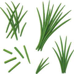Green Chives Sprigs and Cut Pieces herb fresh