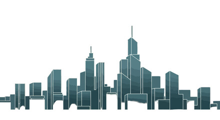 Fototapeta premium Minimalist City Silhouette: A Digital Architectural Depiction on a Black Background