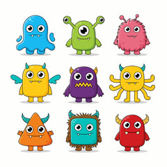 A Vector Illustration of Cute Monster Set