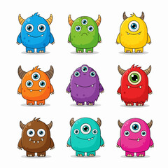 A Vector Illustration of Cute Monster Set