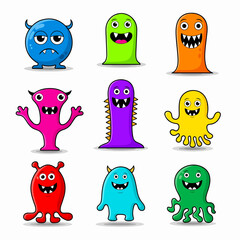 Set of funny monsters, Vector illustration of collection of cartoon alien and monster
