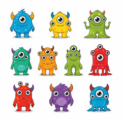 Vector illustration of collection of cartoon alien and monster
