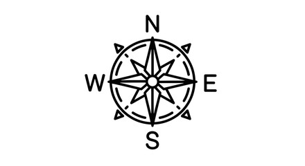 Fototapeta premium Minimalist Compass Rose Silhouette Design for Navigation and Directional Guidance
