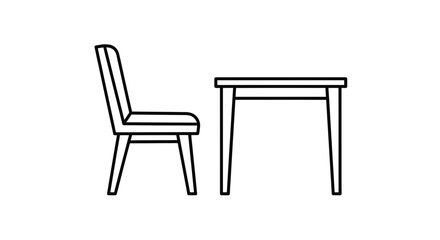Minimalist Design: Chair And Table Silhouettes Against A Deep Black Backdrop