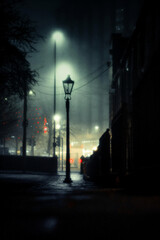 street lights in the night