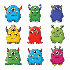 Flat Cartoon Monster Illustration 