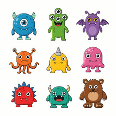 set of funny monsters