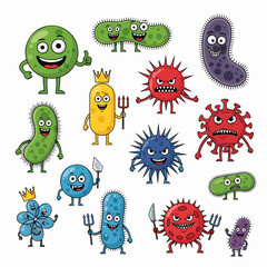 Collection of cute and colorful monster characters displayed in a grid layout. Each playful monster has unique features and expressions, perfect for children s themes.