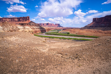 hiking near moab in canyonlands island in the sky in utah, usa