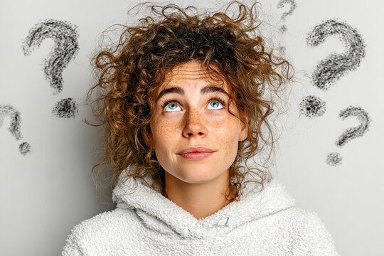 Symbolic concept of confusion and problem-solving — person or figure thinking, surrounded by question marks, arrows, or options.