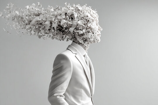 A thoughtful person standing between two arrows pointing in opposite directions, symbolizing confusion, choice, or uncertainty, on a clean white background. - Powered by Adobe