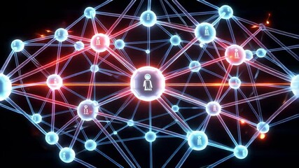 Network connection digital technology structure social media concept visualization 3d render - Powered by Adobe