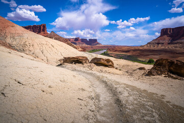 hiking near moab in canyonlands island in the sky in utah, usa
