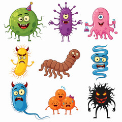 Fototapeta premium Cute cartoon Monsters. Set of cartoon monsters: goblin or troll, cyclops, ghost, monsters and aliens. Halloween design