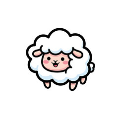 Adorable fluffy sheep character with a happy face isolated on white background
