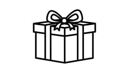 Fototapeta premium Minimalist Gift Illustration: Vector Artwork Detailing Wrapped Box with Bow Symbolism