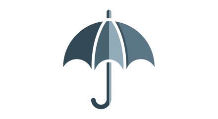 Minimalist Illustration of a Grey Umbrella Against a Black Background.