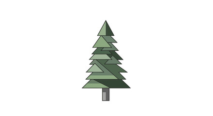 Fototapeta premium Minimalist Green Christmas Tree on Black Background Vector Illustration Design