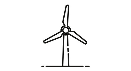 Fototapeta premium Minimalist Illustration of a Wind Turbine on Black Background, Clean Energy Concept