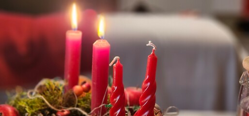 table set and decorated with Christmas decorations to celebrate Holy Christmas and the end of the year