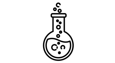 Minimalist Laboratory Flask Icon Depicting Scientific Research and Chemical Reaction