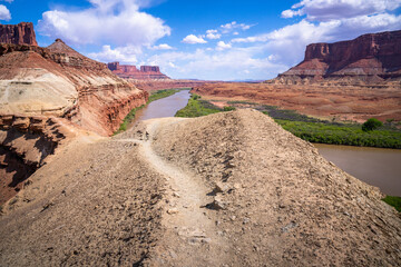 hiking near moab in canyonlands island in the sky in utah, usa