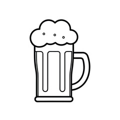 Minimalist Line Art of Beer Mug with Foam – Black and White Icon for Alcohol, Celebration, and Social Gatherings