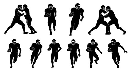American football player silhouette running with the ball