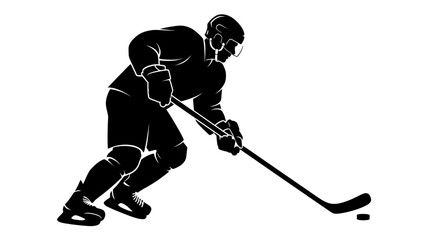 Obraz premium Hockey player in action, vector illustration