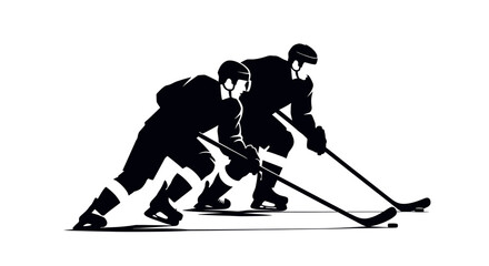 Fototapeta premium Two hockey players in action, vector illustration