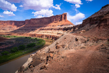 hiking near moab in canyonlands island in the sky in utah, usa