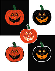 Halloween Pumpkin, house, bat vector illustration.
