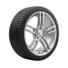 Obraz premium High-performance automotive tire and alloy wheel assembly close-up shot transparent background