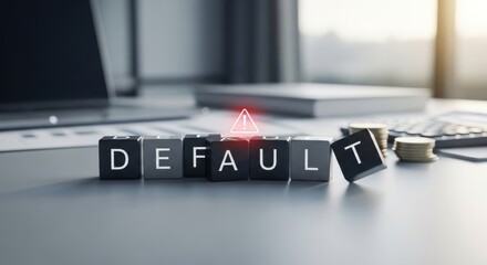 Financial Default Concept Dice Letters Business Failure Bankruptcy Risk Crisis