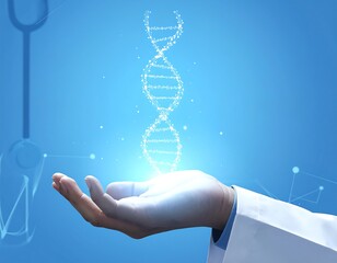 DNA Helix in Hand - Scientific Innovation and Genetic Research.