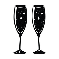 two glasses of champagne vector illustration