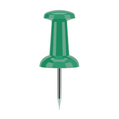 Green plastic push pin Vector Illustration silhouette icon on white background