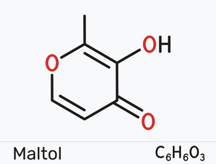 Maltol E636 molecule. Flavour enhancer and aroma compound. Vector illustration