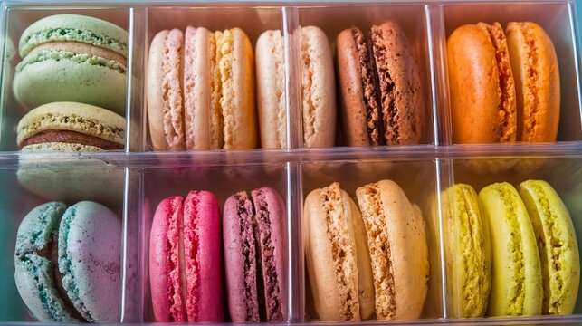 Vibrant macarons.
Delicate, colorful macaroons.
Brightly hued macaron cookies.
Pastel-colored macaron treats.
Eye-catching French macaroons.
Macarons in a rainbow of colors