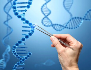 DNA Manipulation - Tweezers and Genetic Code in Scientific Research.