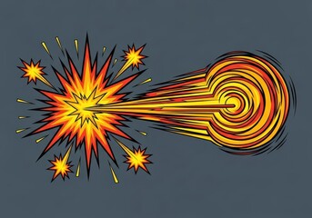 Abstract fiery explosion with streaking light and circular energy burst