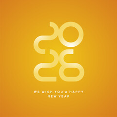 2026 typography logo design concept. Happy New Year 2026 light white yellow orange ultra modern design numbers typography label icon logo button